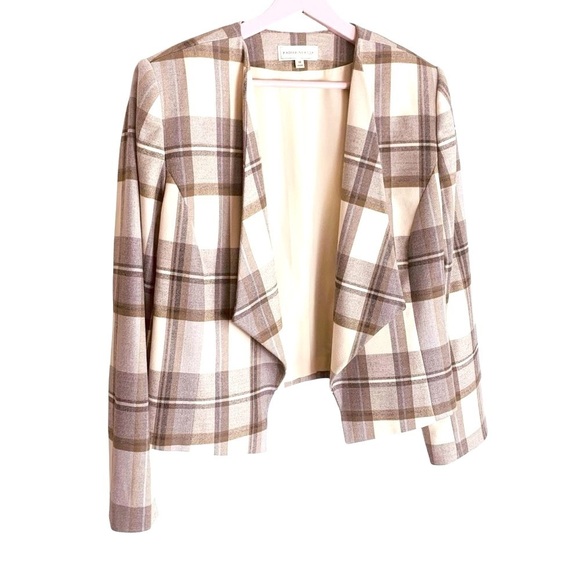 KATHERINE KELLY Open Front Lapel Short Gray Plaid Blazer Size 14 - Picture 7 of 7